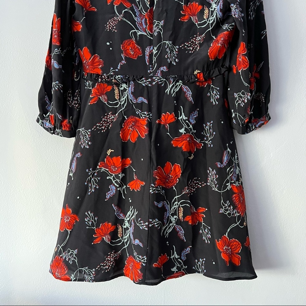 Madewell Windblown Poppies Ruffle Waist Silk Dress 2 - Picture 10 of 14
